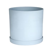 Bloem Mathers 10" Plastic Planter - Modern Indoor Pot with Drainage Hole and Saucer Tray, Misty Blue
