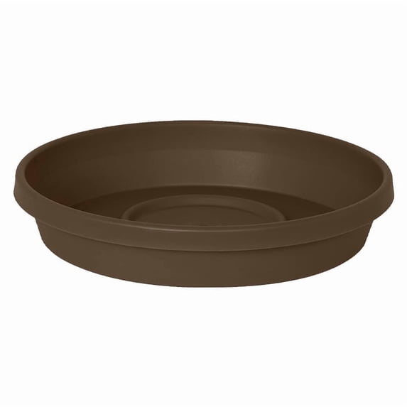 Bloem 10" Terra Round Plant Saucer, Lightweight UV-Resistant Resin Outdoor & Indoor Flower Pot Tray - Fits 10-inch Planter Pots, Chocolate Brown