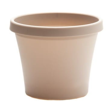 Bloem Terra 10" Diameter Round Pebble Stone Resin Planter Pot with Pre-Drilled Drainage Holes for Indoor and Outdoor Gardening
