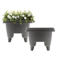 thumbnail image 1 of Bloem 12" Plastic Deck Rail Planter, 9" H x 12" L x 12" W, Fits Rail Sizes between 3.25 to 3.75" Wide, Charcoal, 2-Pack, 1 of 7