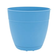 Bloem Dayton 12" Plastic Planter - 100% Recycled Plastic Indoor/Outdoor Garden Pot with Drainage Holes & Saucer Tray, Ocean Blue