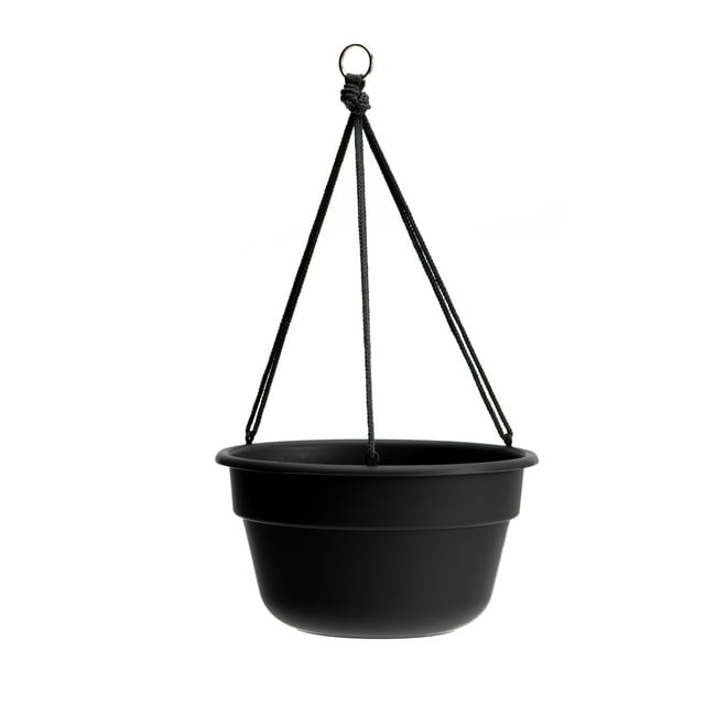Bloem 12-in Dura Cotta Self Watering Hanging Basket Resin Planter - Black