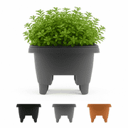 Bloem 12" Charcoal Gray Resin Deck Rail Round Planter, 9" H, 12" L, 12" W, Fits Rail Sizes between 3.25" - 3.75" Wide