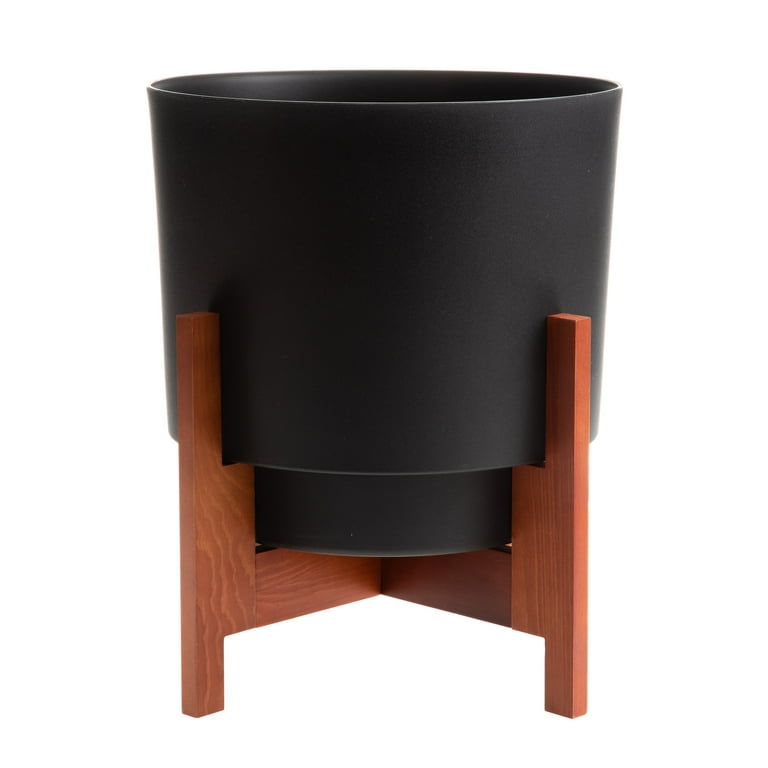 Bloem Eco Self-Watering Modern Planter Pot w/Wood Leg Stand Bloem Eco Self-Watering Modern Planter Pot w/Wood Leg Stand