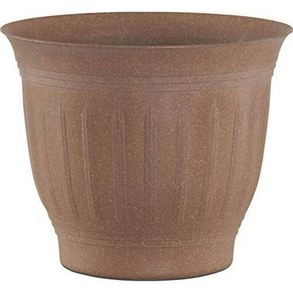 Bloem 13" x 13" x 11" Circle Dark Earth Brown Plastic and Resin Solid Print Plant Pot