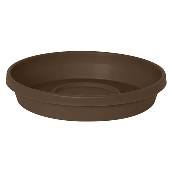 Bloem 14" Terra Round Plant Saucer, Lightweight UV-Resistant Resin Outdoor & Indoor Flower Pot Tray - Fits 14-inch Planter Pots, Chocolate Brown