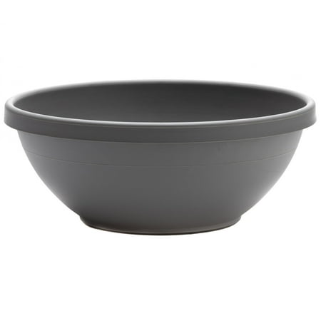 Bloem 14-in Terra Round Resin Planter Bowl - Charcoal Gray