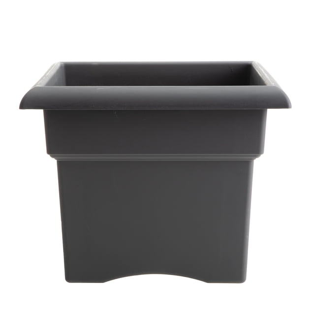 Bloem Veranda 14" Square Box Plastic Planter - UV-Resistant, Indoor/Outdoor, Charcoal