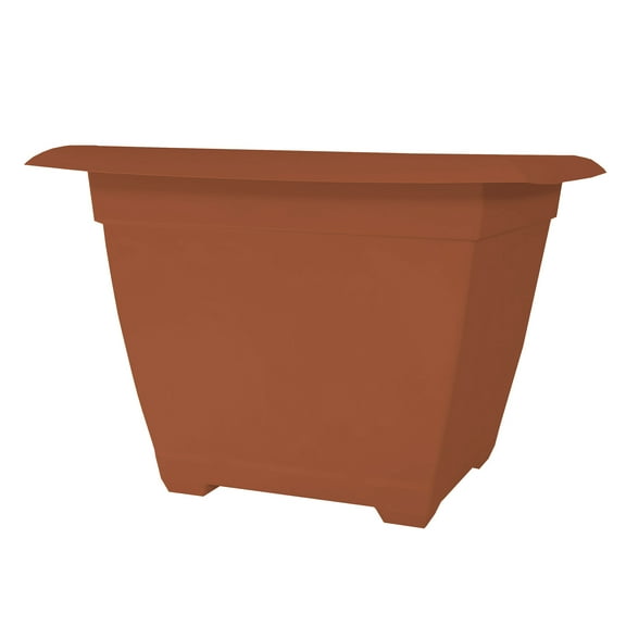 Bloem Dayton 15" Terra Cotta Recycled Plastic Square Box Planter for Indoor and Outdoor Gardening