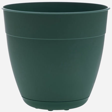 Bloem Dayton 16" Plastic Planter - 100% Recycled Plastic Indoor/Outdoor Garden Pot with Drainage Holes & Saucer Tray, Turtle Green