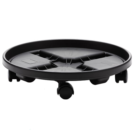 Bloem 16" Black Round Planter Caddy with Wheels, 150lb Capacity