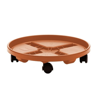 Bloem 16-in Round Planter Caddy With Wheels - Terra Cotta Color - 125 lb Capacity
