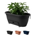 thumbnail image 1 of Bloem Lucca 18" Plastic Self-Watering Balcony Box Planter with Metal Hanger Mount for Railings, Black, 1 of 7