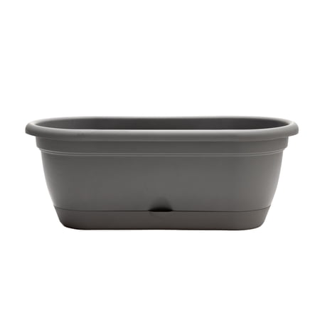 Bloem Lucca 18" Charcoal Self-Watering Oval Window Box Garden Planter Pot for Indoor and Outdoor Gardening