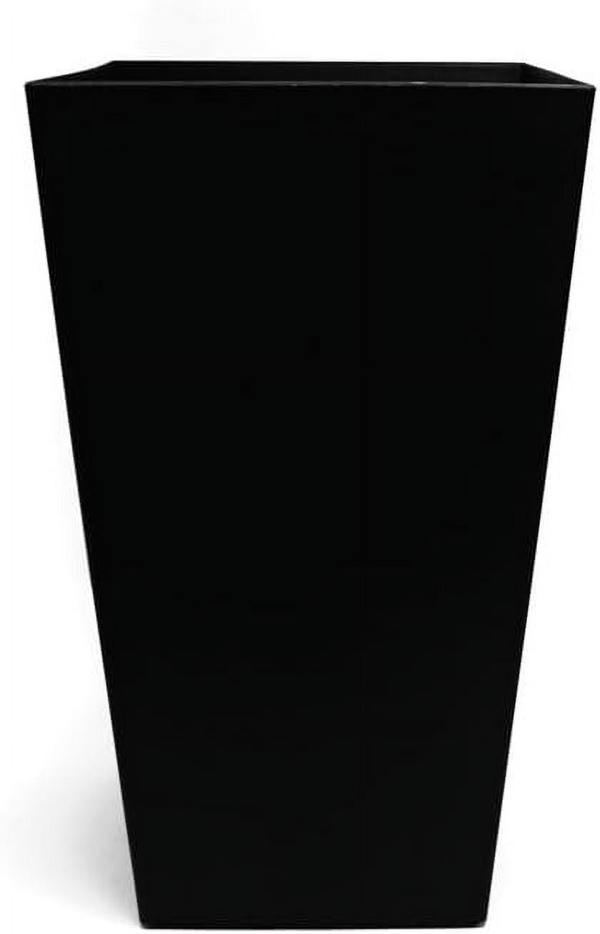 Finley Tall Black Recycled Plastic Self-Watering Planter 20"
