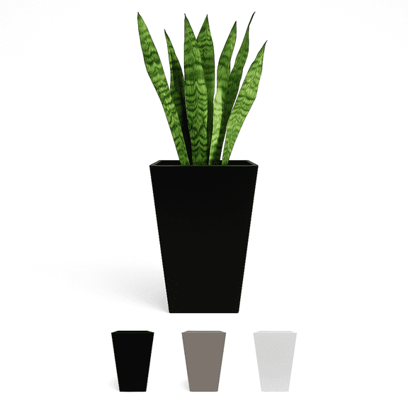 Bloem Finley 20" Tall Tapered Recycled Plastic Planter, Indoor/Outdoor, Black