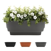 Bloem 24" Plastic Deck Rail Round Planter, 9" H, 24" L, 12" W, Fits Rail Sizes between 4.75" - 5.75" Wide, Charcoal