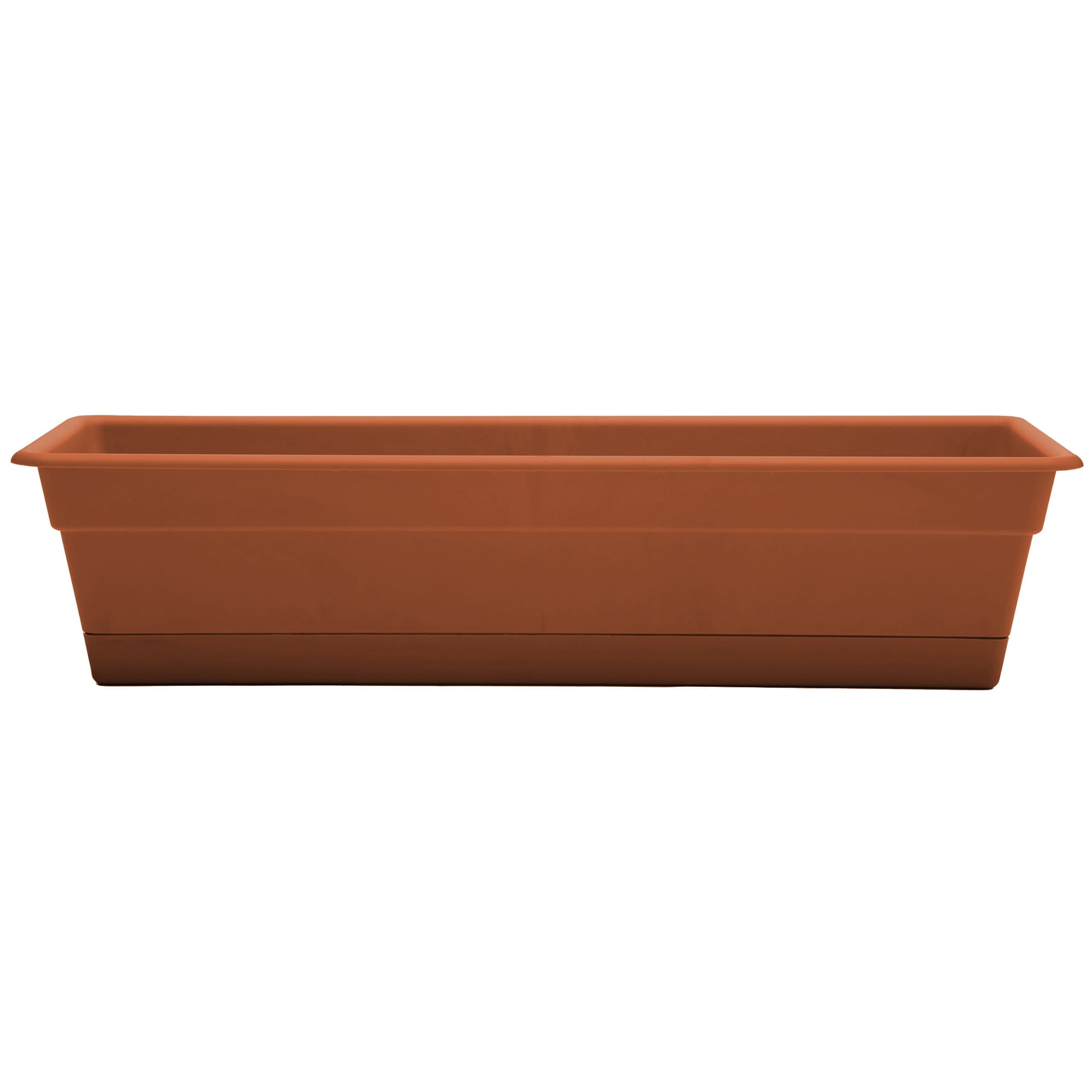 Terracotta Rectangular 24" Window Box with Drainage Holes & Saucer