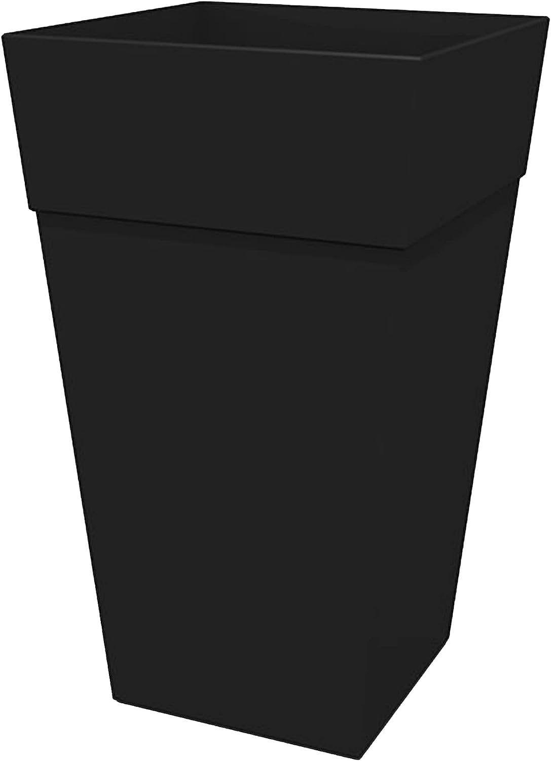 Tall Black Recycled Plastic Indoor/Outdoor Planter, 25"
