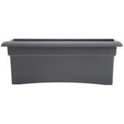 Bloem Veranda 26 Rectangular Plastic Deck Box Planter - UV-Resistant, Indoor/Outdoor, Charcoal