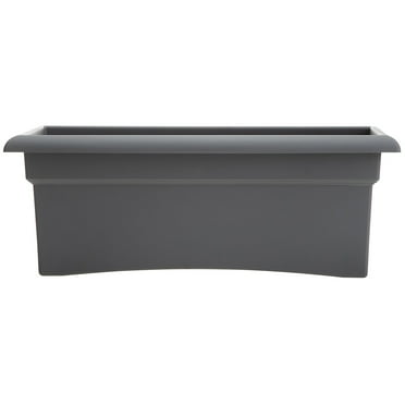 Bloem 26-in Wide Veranda Rectangle Deck Box Resin Planter - Charcoal Gray