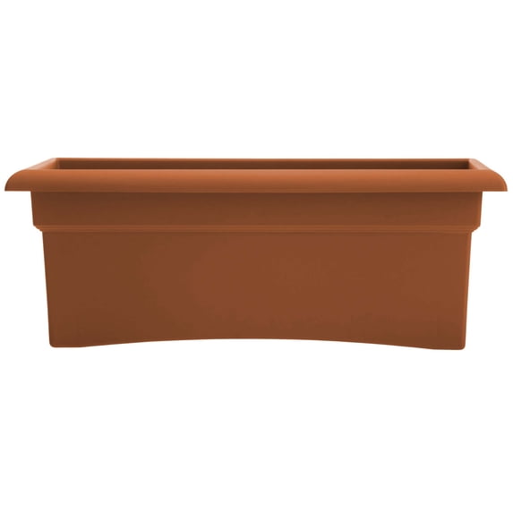 Bloem Veranda 26" Rectangular Resin Deck Box Planter - UV-Resistant, Indoor and Outdoor, Terra Cotta