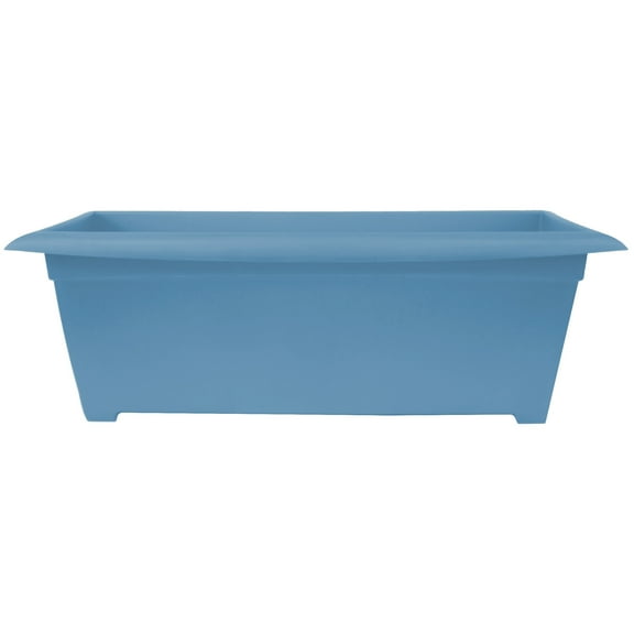 Bloem Dayton 27" Ocean Blue Recycled Plastic Rectangle Deck Box Planter for Indoor and Outdoor Gardening