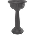 thumbnail image 1 of Bloem 32-in Tall Grecian Urn Resin Pedestal Planter - Charcoal Gray, 1 of 6