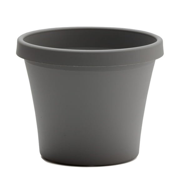 Bloem Terra 4" Round Plastic Planter with Drainage Holes - Indoor/Outdoor, 0.25 Gallon Capacity, Lightweight Garden Pot, Charcoal