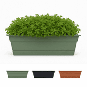 Bloem Dura Cotta 18" Basil Resin Rectangle Window Box Planter with Saucer Tray for Indoor and Outdoor Gardening