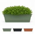 thumbnail image 1 of Bloem Dura Cotta 18" Plastic Window Box Planter with Saucer Tray: Indoor/Outdoor, for Window Sill, Ledge, & Tabletop, Basil, 1 of 5