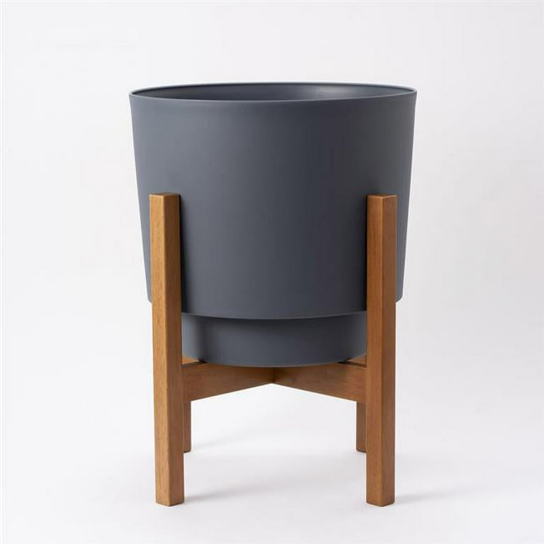 Bloem Hopson 5 in. H X 6 in. D Plastic Planter Gray
