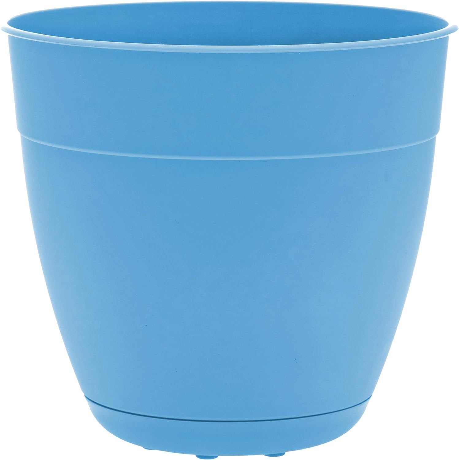 Ocean Blue Round Self-Watering Plastic Planter with Saucer