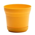 thumbnail image 1 of Bloem Saturn 7" Round Resin Planter with Snap-in Saucer for Indoor and Outdoor Gardening, Earthy Yellow, 1 of 7