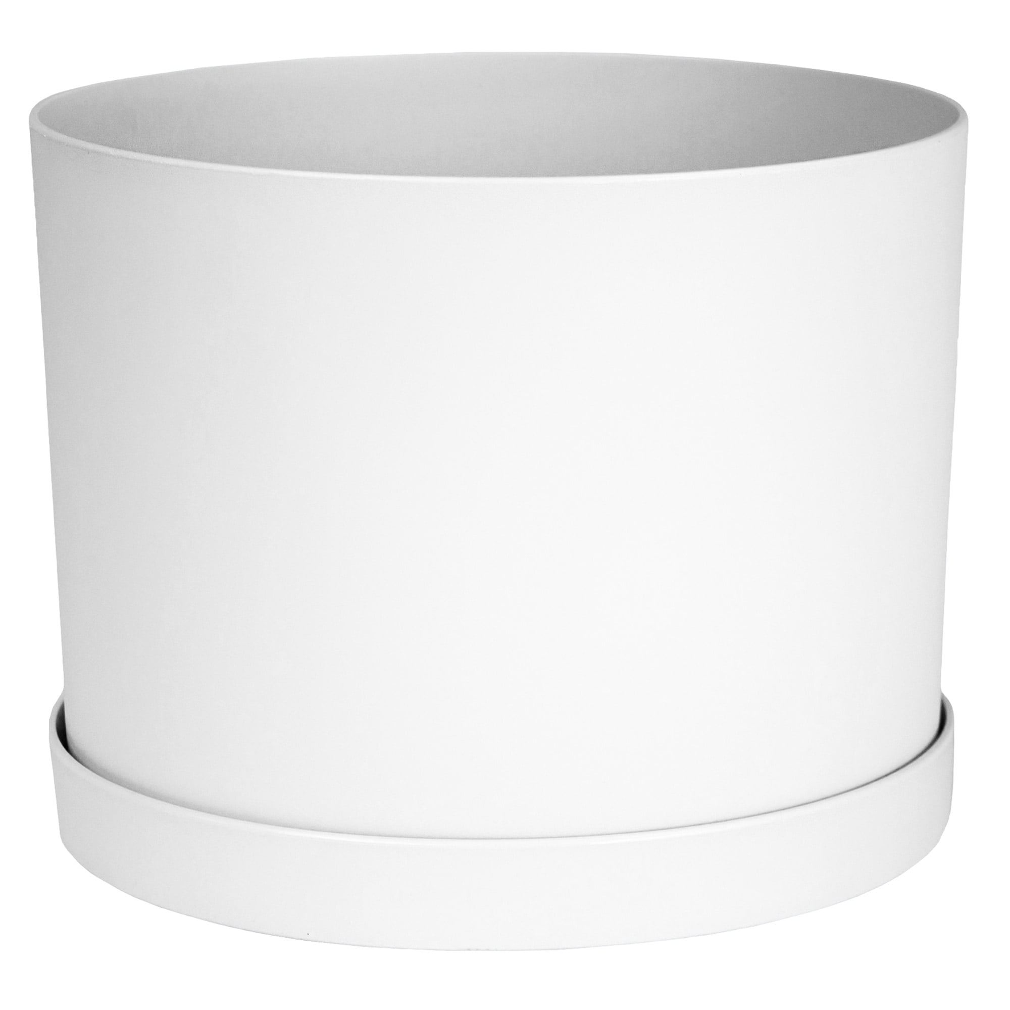 Bloem 8-in Mathers Round Resin Planter with Drain Holes and Saucer for