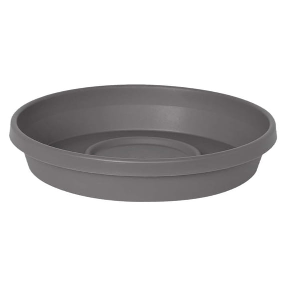 Bloem 8" Terra Round Plant Saucer, Lightweight UV-Resistant Resin Outdoor & Indoor Flower Pot Tray - Traditional Design and Durable for Garden and Home Décor - Fits 8-inch Planter Pots, Charcoal Grey