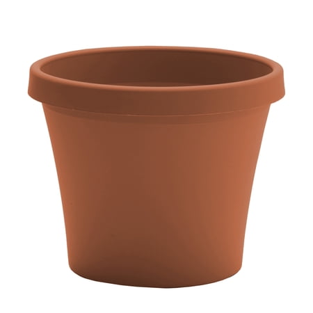 Bloem Terra 8" Round Plastic Planter with Drainage Holes - Indoor/Outdoor, 1 Gallon Capacity, Lightweight Garden Pot, Terra Cotta