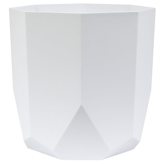 Bloem Tuxton 8" Modern Plastic Planter - Geometric Indoor/Outdoor 1.7 Gal Capacity Pot, White