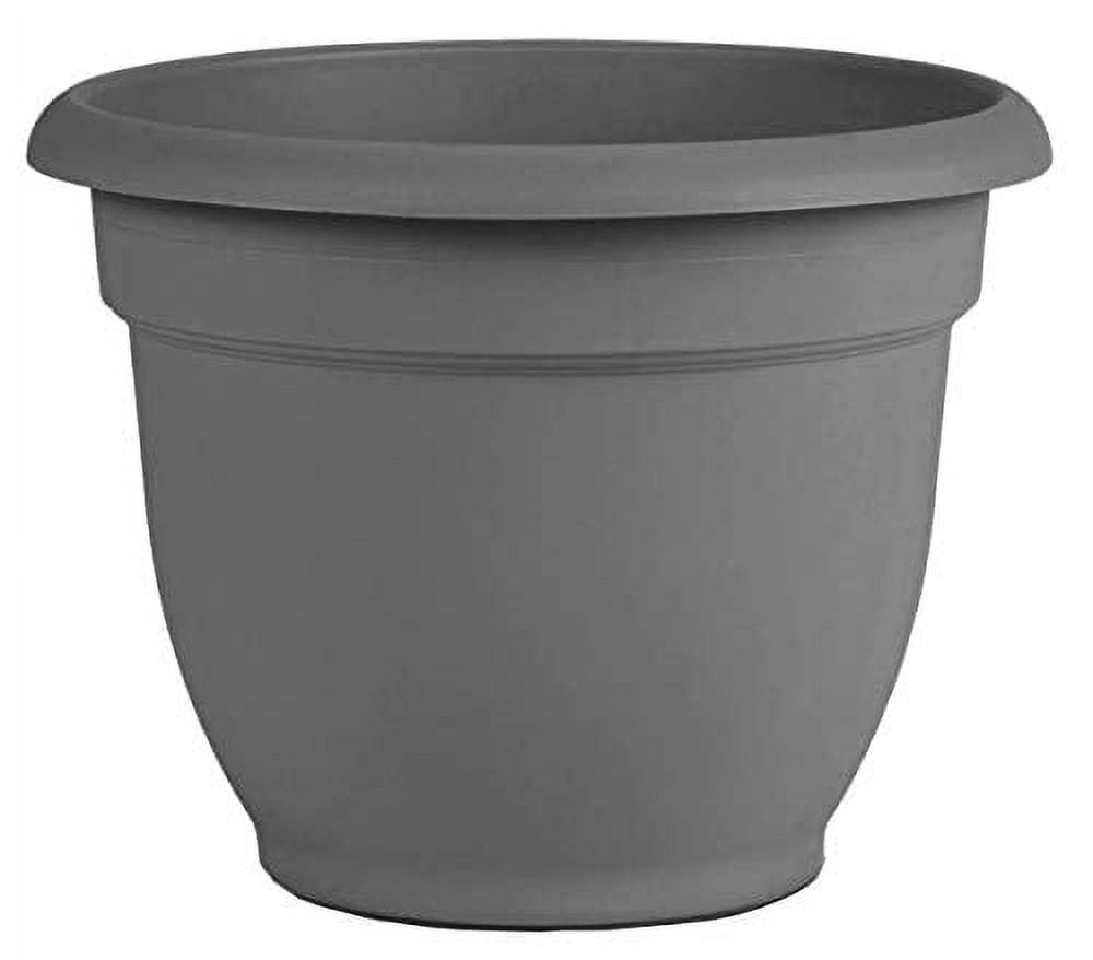 Bloem Ariana 13.7 in. H x 17.6 in. W Plastic Flower Pot Charcoal Bloem Ariana 13.7 in. H x 17.6 in. W Plastic Flower Pot Charcoal