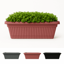 Bloem Amelia 18" Resin Window Box Planter - Indoor and Outdoor, Fluted Texture, for Window Sills, Garden and Patio, Lightweight and Fade Resistant, Dusty Rose