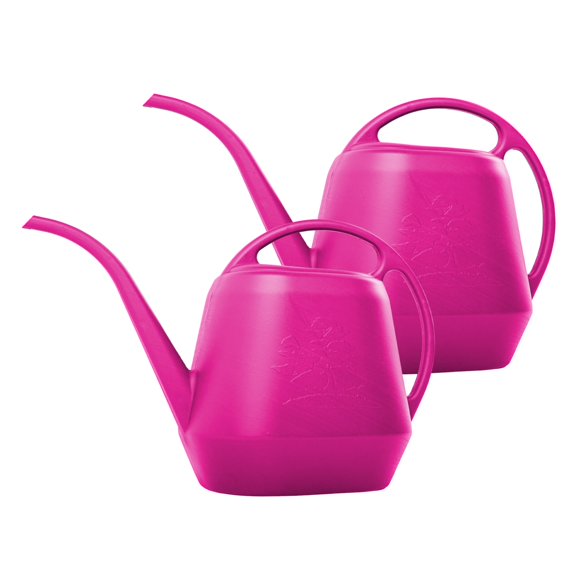 Bloem Aqua Rite 144 Fl Oz Plastic Watering Can - Indoor & Outdoor, Narrow Spout, Comfortable Dual Handles for Flowers and Houseplants, Fuchsia, 2-Pack