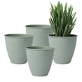 thumbnail image 1 of Bloem Arbor 6" Indoor Metal Cachepot - Decorative Planter with Powder-Coated Finish, Removable Drain Plug, Basil, 4-Pack, 1 of 8