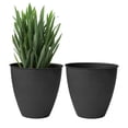 thumbnail image 1 of Bloem Arbor 8" Indoor Metal Cachepot - Decorative Planter with Powder-Coated Finish, Removable Drain Plug, Black, 2-Pack, 1 of 8