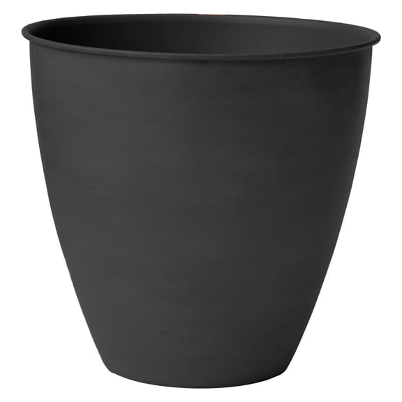 Bloem Arbor 8" Indoor Metal Cachepot - Decorative Planter with Powder-Coated Finish, Removable Drain Plug, Black