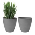 thumbnail image 1 of Bloem Arbor 8" Indoor Metal Cachepot - Decorative Planter with Powder-Coated Finish, Removable Drain Plug, Charcoal, 2-Pack, 1 of 6