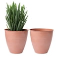 thumbnail image 1 of Bloem Arbor 8" Indoor Metal Cachepot - Decorative Planter with Powder-Coated Finish, Removable Drain Plug, Terra Cotta, 2-Pack, 1 of 7