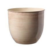 Bloem Canyon 8" Indoor Metal Cachepot - Glossy Decorative Planter with Powder-Coated Finish, Removable Drain Plug, Cream