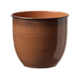thumbnail image 1 of Bloem Canyon 8" Indoor Metal Cachepot - Glossy Decorative Planter with Powder-Coated Finish, Removable Drain Plug, Terra Cotta, 1 of 5