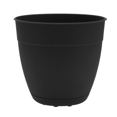 Bloem Dayton 20" Plastic Planter - 100% Recycled Plastic Indoor/Outdoor Garden Pot with Drainage Holes & Saucer Tray, Black