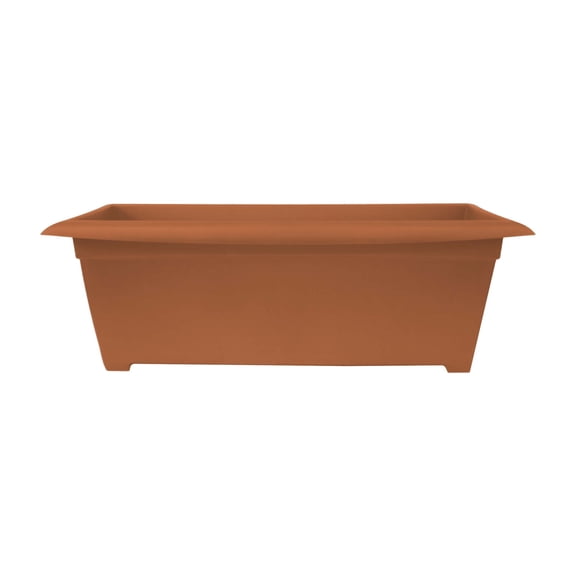 Bloem Dayton 27" Wide Plastic Planter Box - 100% Recycled Plastic Outdoor Rectangular Pot for Deck, Patio & Porch, Terra Cotta